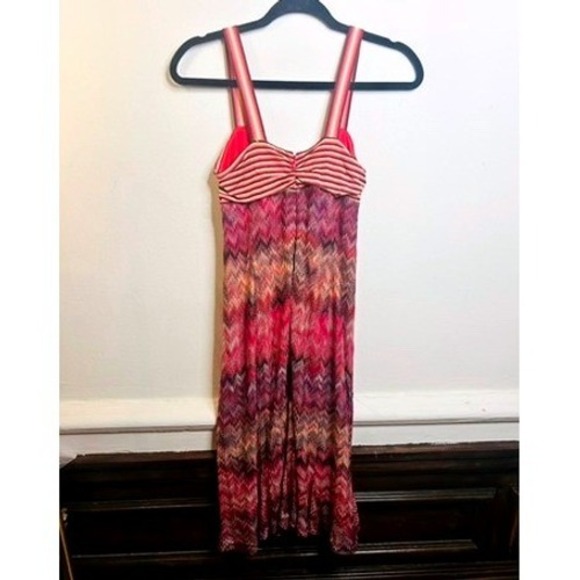 MISSONI Orange Tag $1400 Pink Decollette Zig Zag Knit Knee Length Dress IT 42 - Picture 4 of 10